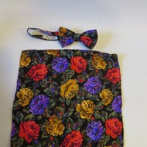 ZANZARA 2 PCS SILK FLORAL HANDKERCHIEF & BOW TIE *